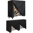 thumbnail image 5 of 8ft Firewood Rack With Cover Combo Set Waterproof Outdoor Log Holder, Fireplace Heavy Duty Stacker For Patio Logs Storage Steel Tubular Wood Pile, 5 of 5