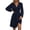 Navy, variant on Women's Dress Long Sleeve V-Neck Solid Color Pleated Lantern Sleeve Versatile Midi Dress for Spring Fall Casual Office,Black,L