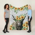thumbnail image 5 of Highland Cow Sunflower Cow Blanket Baby Blanket High Definition Flowers Flannel Throw Blankets Super Warm Travel Blankets for Kids Baby 40x50inch, 5 of 6
