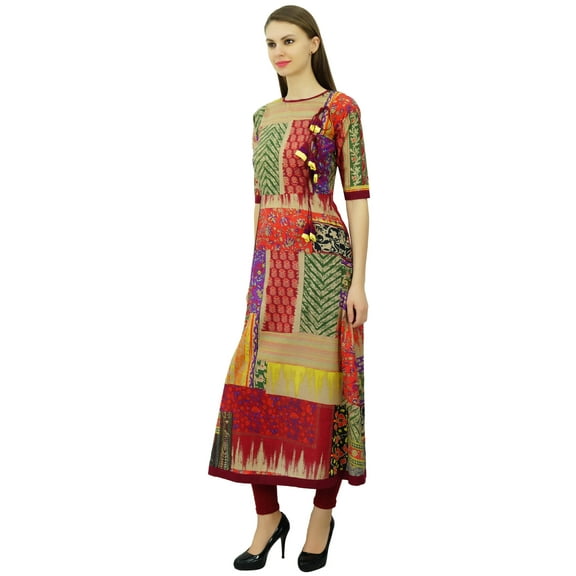 Phagun Printed A-Line Cotton Designer Kurti Long Dress Flared Tunic Kurta