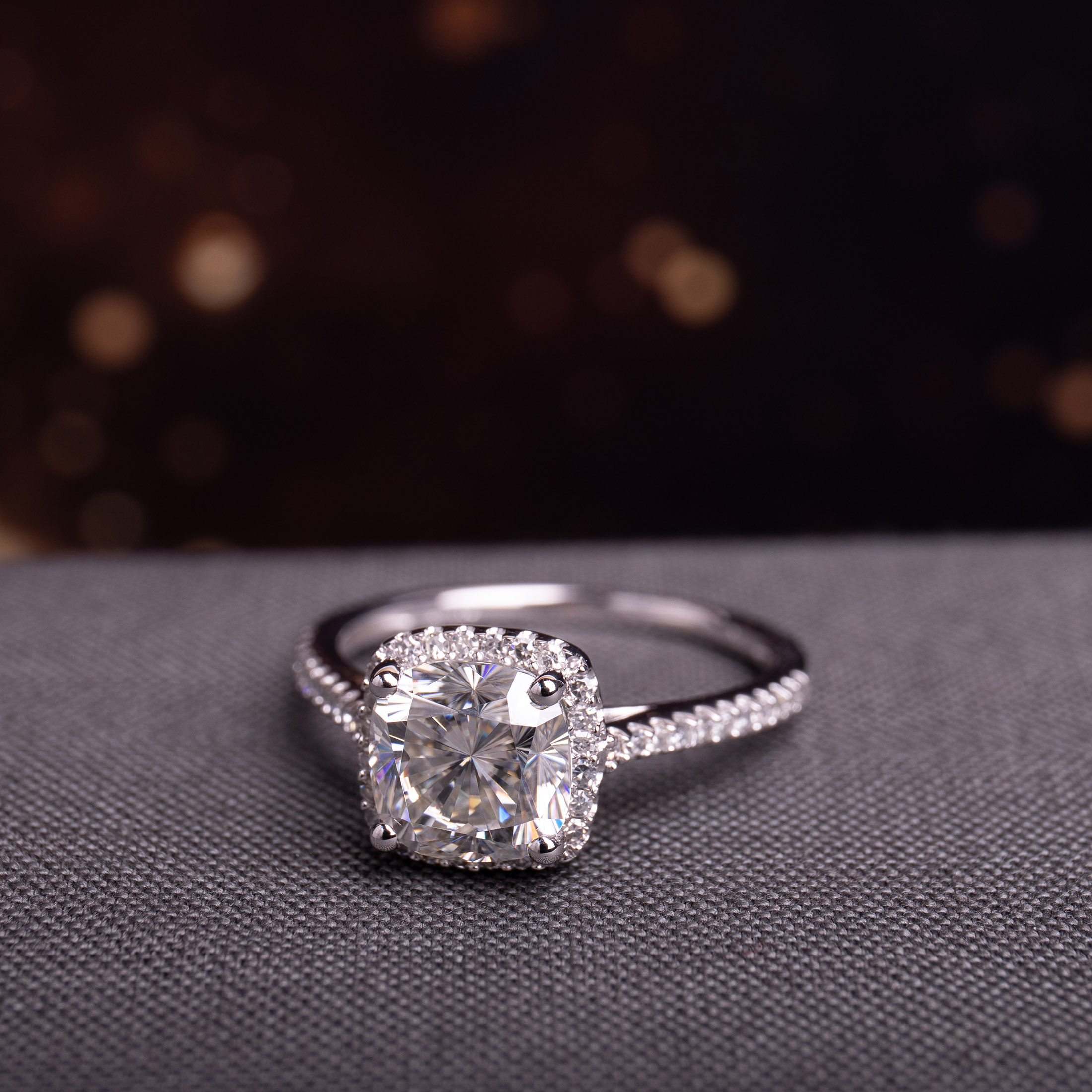 Everly Women's Created Moissanite 14K White Gold Engagement Ring