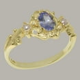thumbnail image 3 of LBG British Made 14k Yellow Gold Natural Tanzanite & Cultured Pearl Womens Anniversary Ring - 33 size options - Size 10, 3 of 8