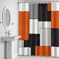 thumbnail image 5 of Modern Style Color Block Shower Curtain for Bathroom Decor, Orange Black Geometric Waterproof Fabric Shower Curtain, 36"x72" Set with 12 Hooks, 5 of 9