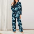 thumbnail image 2 of Balery Ink Rose Conjunto de Pijama con Estampado para Mujer, Conjunto de Dos Piezas con Manga Larga, Ropa de Dormir Suave con Bolsillos, Pijamas Cómodos-XX-Large, 2 of 7