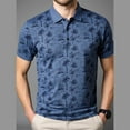 thumbnail image 2 of Felirenzacia Plus Size Men’s Regular Fit Polo, Lightweight Performance Palm Tree Print Short Sleeve Hawaii Shirt, Blue,2XL, 2 of 3