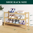 thumbnail image 2 of decorUhome Bamboo 3 Tier Shoe Rack for Closet, Shoe Storage Organizer, Wood Shoe Shelf for Entryway, Natural, 2 of 7