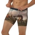 thumbnail image 3 of Salouo Three Horses Oil Painting Pattern Men's Boxer Briefs, Soft & Breathable Underwear Elastic Waistband Briefs for Men,1-Pack, 3 of 7
