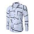 thumbnail image 1 of Camisa de solapa para hombre, primavera y verano, informal, con estampado de cuadros y rayas de calle, material suave, transpirable, nueva oferta, talla grande, 1 of 6