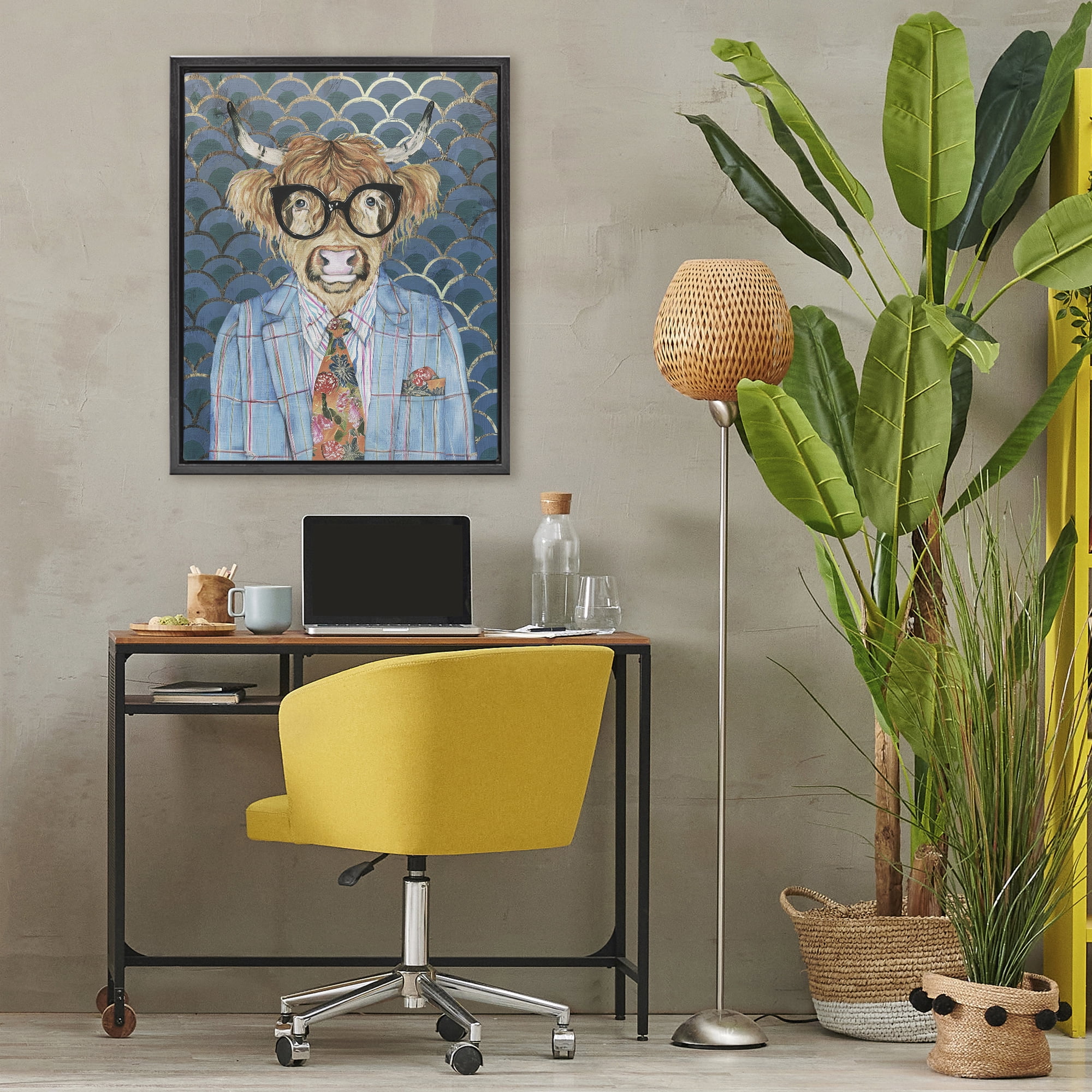 Stupell Industries Cool Highlander Portrait Black Framed Floater Canvas Wall Art, design by Svetlana Aleynikova