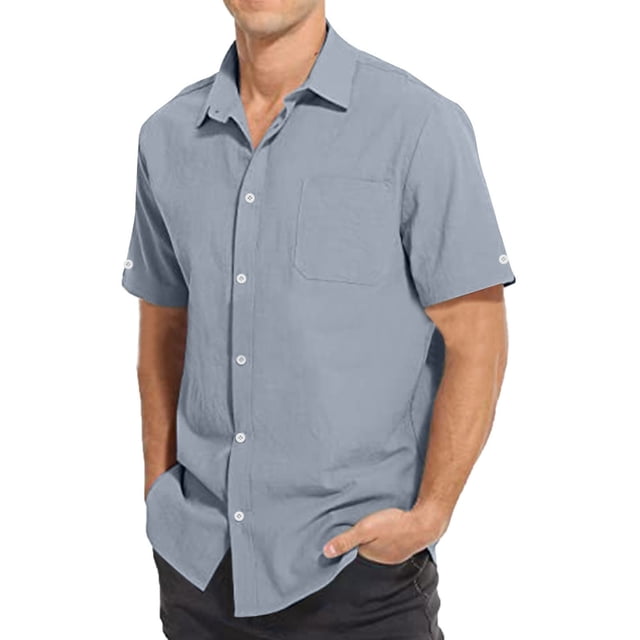 EGNMCR T-Shirts pour Homme T-Shirts Décontractés pour Hommes Mode Col Rabattu Bouton Blouse à Manches Courtes Hauts Chemise Cadeaux pour Hommes