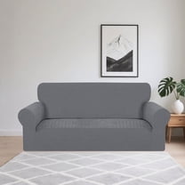 Stretch Loveseat Sofa Cover Slipcover,Couch Covers for 2 Cushion Couch Sofa (57"-72.8") Furniture Protector Sofa with Elastic Bottom for Kids,Dog, Jacquard Pattern, Dark Gray