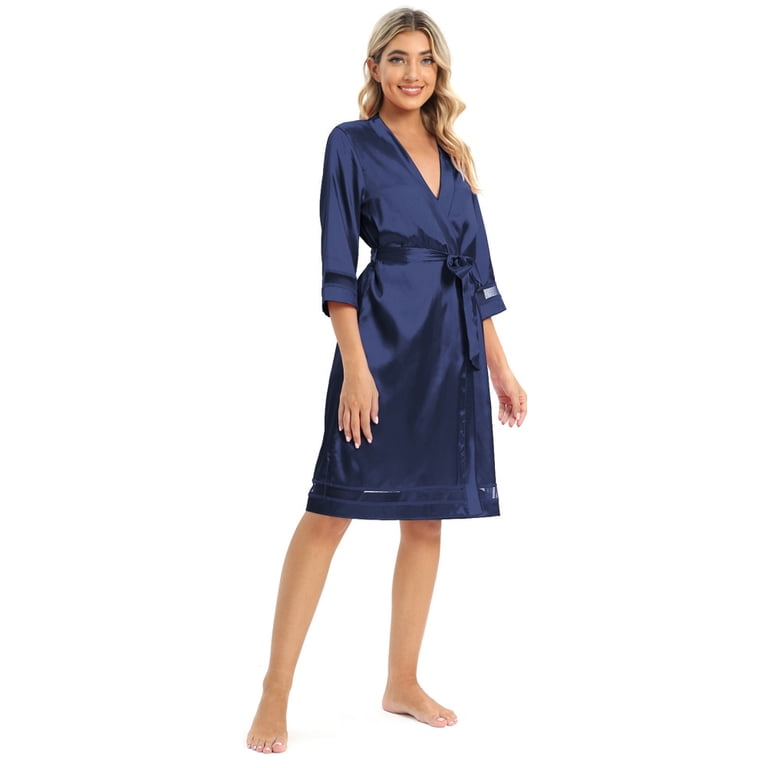 womens knee length dressing gown Elegant Polyester Bathrobe for Women