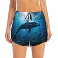 thumbnail image 2 of KLL Ocean Dolphin Fish School Pattern Shorts Women,Athletic Shorts High Waisted Running Shorts Pocket Sporty Short Gym Elastic Workout Shorts-XX-Large, 2 of 7