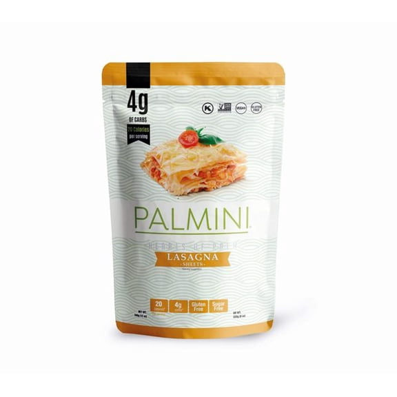 Palmini Lasagna Pasta from Hearts of Palm, 12 oz – Non-GMO, Vegan, Sugar Free, Gluten Free, Kosher – Shelf-Stable Single Pouch.