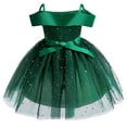 thumbnail image 3 of Robe de Noël Épaules Dénudées pour Filles Robe de Fête de Mariage en Tulle à Sequins, 3 of 6