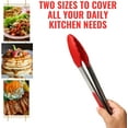 thumbnail image 3 of GYDEK Kitchen Tongs 2Packs 9" & 12" Non-Slip Stainless Steel Handle Smart Lock Clip Red, 3 of 9