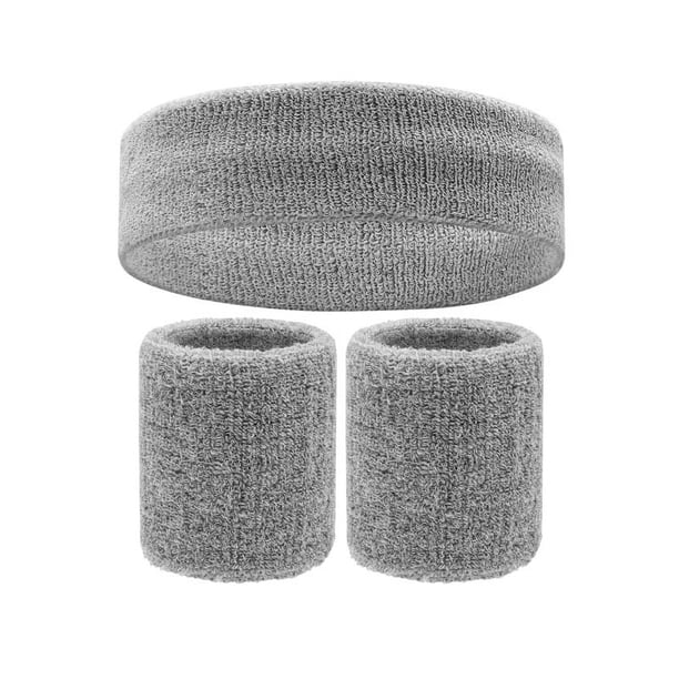 Nvzi Conjunto de muñequeras deportivas, conjunto de muñequeras deportivas que absorben la humedad y el sudor, muñequera de tela súper cómoda (gris claro)