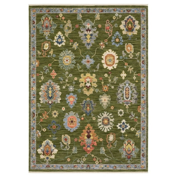 Oriental Weavers Lucca Area Rug 2863E Casual Green Medallion Floral 2' X 6' Rectangle