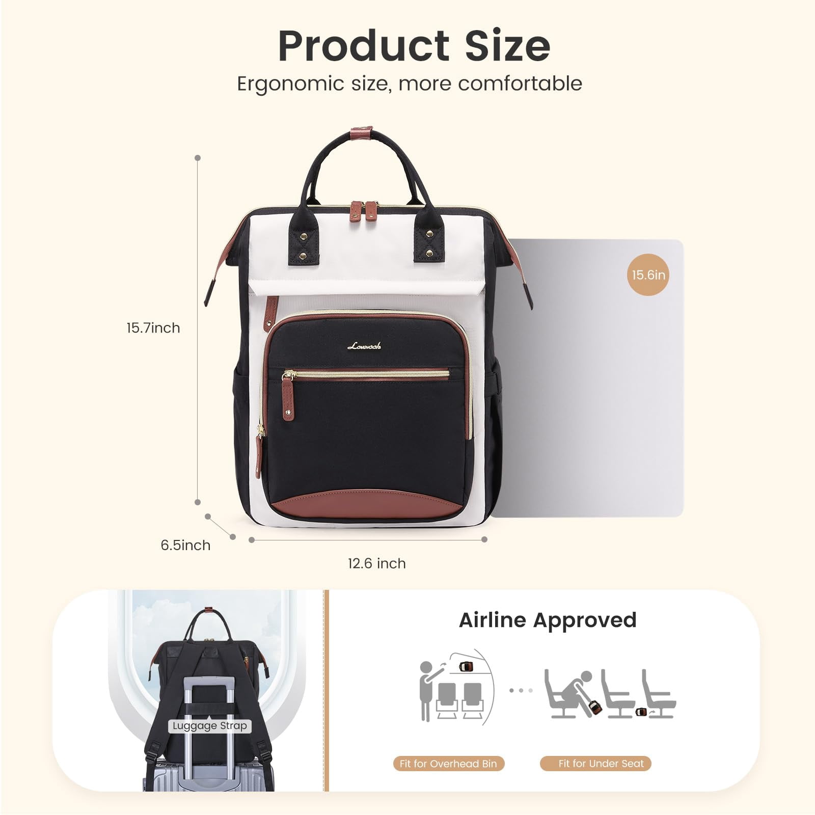 LOVEVOOK Laptop Backpack for Women Work Bag with Large Capacity Cup Side Pocket, 15.6 Inch Waterproof Computer Backpacks Purse, College Bookbag for School, Business, Teacher, Travel