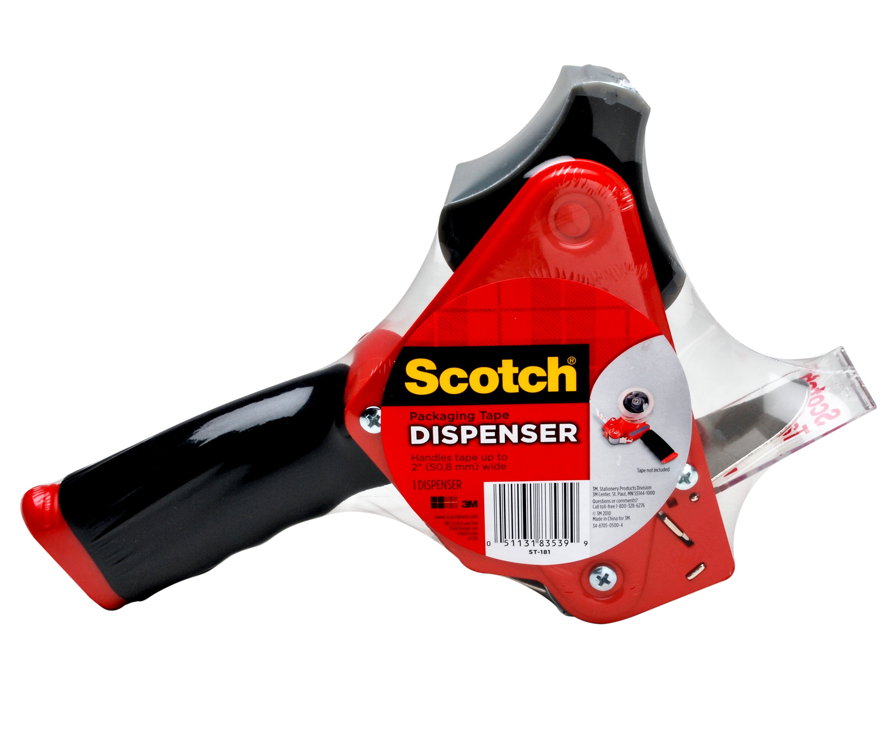 Scotch Heavy Duty Packaging Tape Dispenser, Black and Red, No Tape
