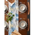 thumbnail image 2 of ERUNPONLY Blue Gray Ombre Table Runner - 72 Inch Long Vintage Abstract Art Oil Painting Cotton and Linen Blended Dress Scarves Farmhouse Table Runner for Kitchen Dining, Coffee Table, 14"x72", 2 of 8