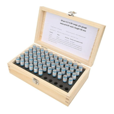 

Tebru Pin Gauge 50Pcs Steel Pin Gauge Set Smooth Surface Aperture Measuring Tool 4.5-4.99mm Inspection Gage
