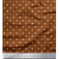 thumbnail image 1 of Soimoi Brown Modal Satin Fabric Pink Heart Print Sewing Fabric Yard 42 Inch Wide, 1 of 5