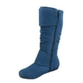 thumbnail image 3 of Zone-70 Women's Adult Fashion Zipper Buckle Slouch Casual Flat Heel Mid Calf Round Toe Boots (Denim Blue, 9 ), 3 of 5