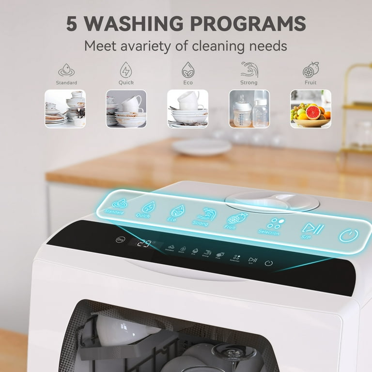 Hermitlux Countertop Dishwasher, 5 Washing Programs Portable Dishwasher  With 5-Liter Built-in Water Tank, No Hookup Needed - AliExpress