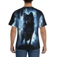 thumbnail image 3 of Bixox Men's Night Scene of Wolves Printed Short Sleeve Skinny Athletic T-Shirt, 3 of 6
