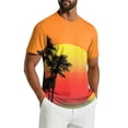 thumbnail image 2 of Domuza Men's Summer Streetwear Causal T Shirts Ombre Tropical Print Crewneck Short Sleeve Tee Shirts Tops Red M, 2 of 6
