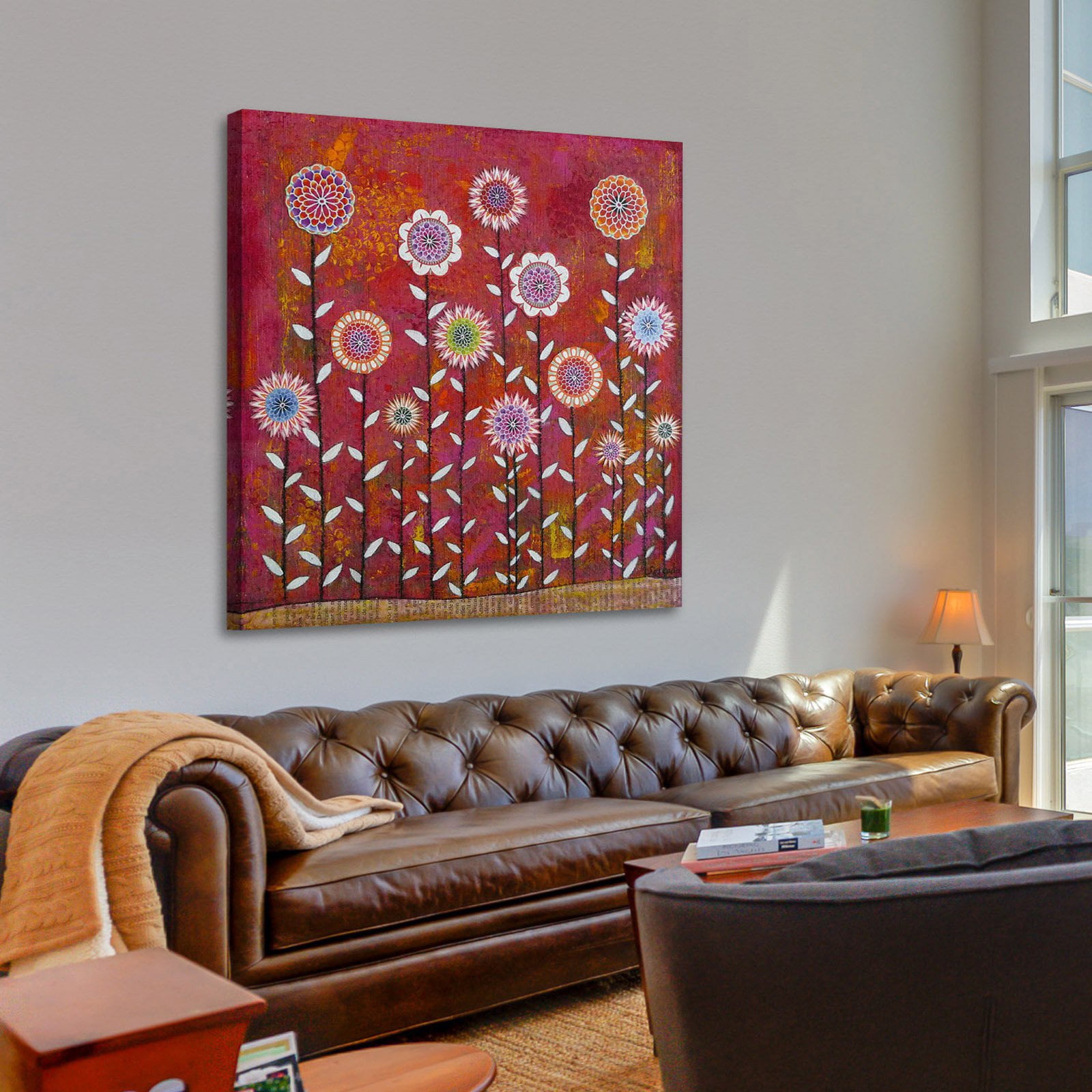 Marmont Hill "Flowers 5" by Sascalia Painting Print on Wrapped Canvas