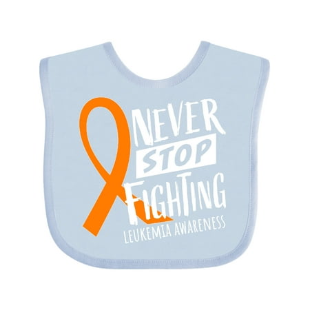 

Inktastic Never Stop Fighting Leukemia Awareness Orange Ribbon Gift Baby Boy or Baby Girl Bib