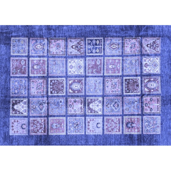Ahgly Company Indoor Rectangle Abstract Blue Modern Area Rugs, 8' x 10'