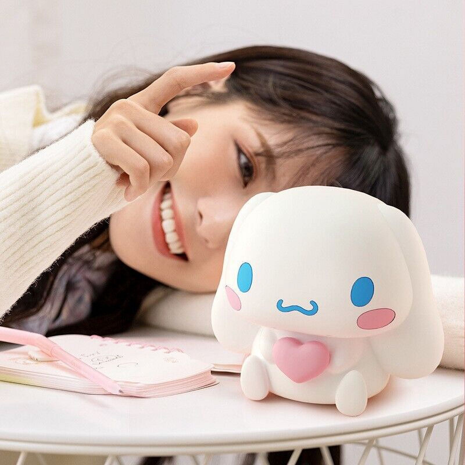 Kawaii Cute Heart Cinnamoroll Pat Night Light Cartoon USB Rechargeable Induction Bedside Night Lamp with Remote