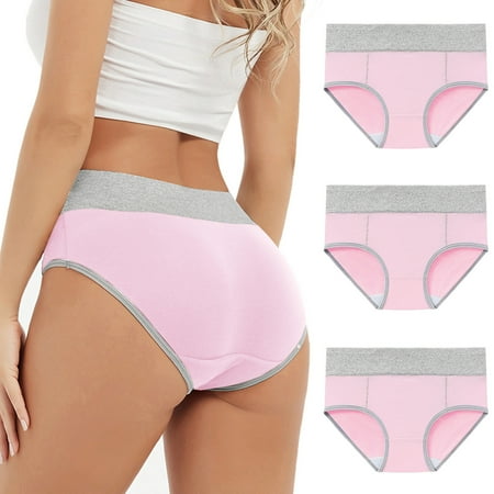 3 Pack Briefs for Women Soft Stretch Underwear High Waisted No Show Panties Sexy Low Rise Underpants Cotton Bikini Brief Underwear Base Low Rise Thong with Lace Panty Plus Size Soft Undies