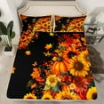 thumbnail image 2 of Feelyou Farmhouse Fall Sunflower Twin Sheet Sets, Pumpkin Leaf Butterfly Twin Fitted Sheet, Teen Child Kid Flat Sheet, Microfiber Bedroom Decor, 3pcs, 2 of 7