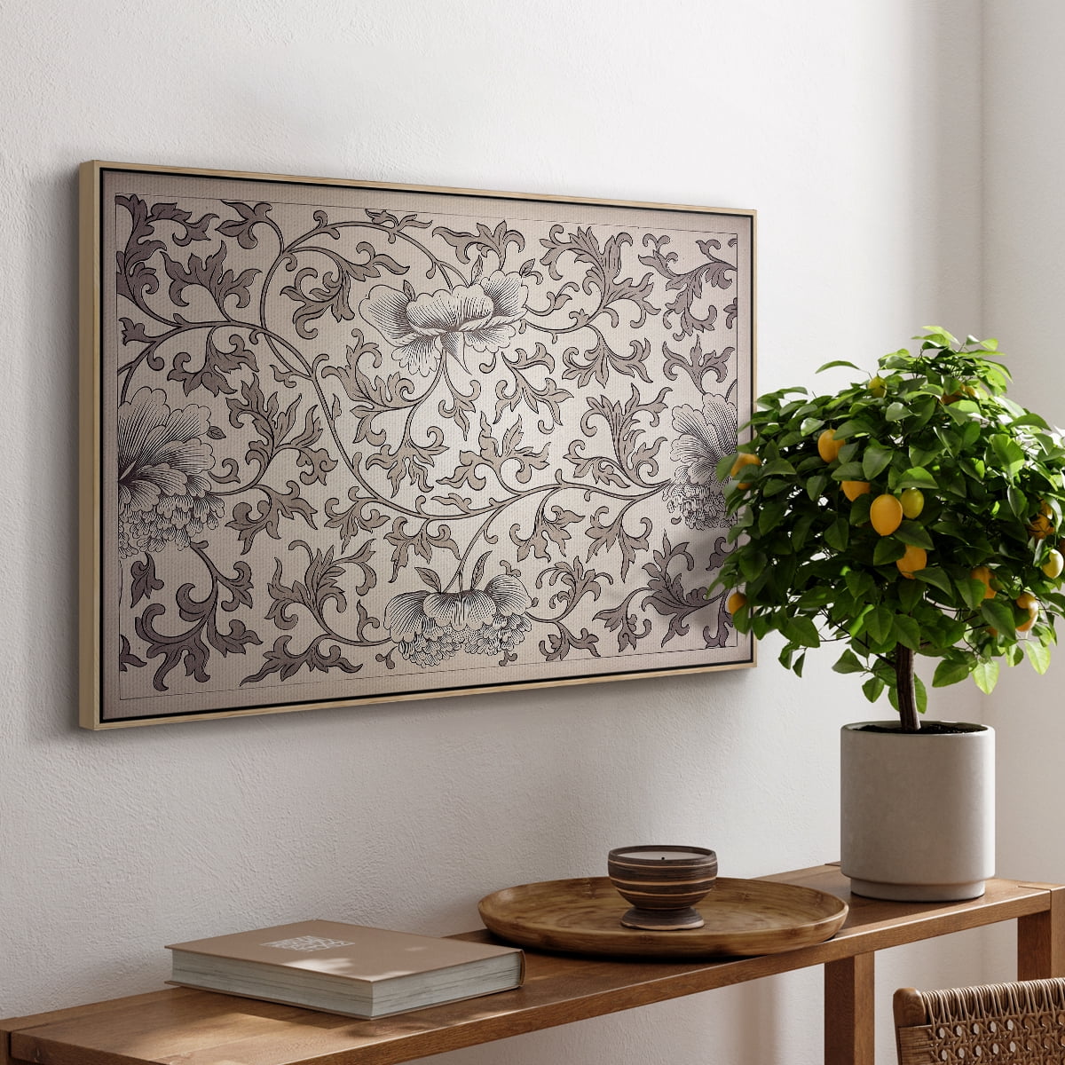 Vintage Abstract Print-XXIV Framed in Natural Wood Wood Gallery Wrapped Canvas 25 in. x 37 in.