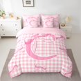 thumbnail image 2 of Manfei Bowknot Monogrammed C Bedding Comforter Set 7pcs, Cartoon Pink Initial Letter King Bedding Sets, Cute Princess Style Reversible Bed Sheets, Lightweight Room Decor, 2 of 7