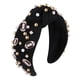 thumbnail image 1 of Diadema anudada con cuentas de perlas, tocado con nudo superior torcido, accesorios deportivos para el cabello para mujeres, fanáticos del fútbol (negro, 1 of 5