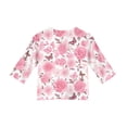 thumbnail image 4 of Abcomgle Girls Shirts Summer Henley 3/4 Sleeve Tshirts Toddler Rose Butterfly Print Girls Shirts Dressy Button Down Cotton Tee Tops Girls, 4 of 5