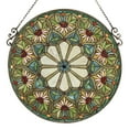 thumbnail image 3 of 23.5 Inch Round Floral Tiffany Glass Window Panel, Multicolor, 3 of 3