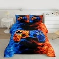 thumbnail image 2 of Castle Fairy Abstract Game Controller Boy Girl Bedding Comforter Set 2pcs,Gradient Teens Game Gamepads Twin Comforter Sets Microfiber,Blue Orange Red Ombre Breathable Bedding Set, 2 of 8