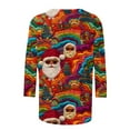thumbnail image 5 of VKOYWKM Womens Merry Christmas T-Shirts 3/4 Sleeve Tops Funny Christmas Santa Graphic Tees Loose Crew Neck Holiday Xmas T-Shirts, 5 of 5