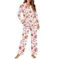 thumbnail image 2 of FOR U DESIGNS Pink Strawberry Pajama Sets for Women 2 Piece Button Down Tops Size L Long Sleeve Button Up Pajamas for Women Jogger Button Front Nightwear with Pockets, 2 of 7