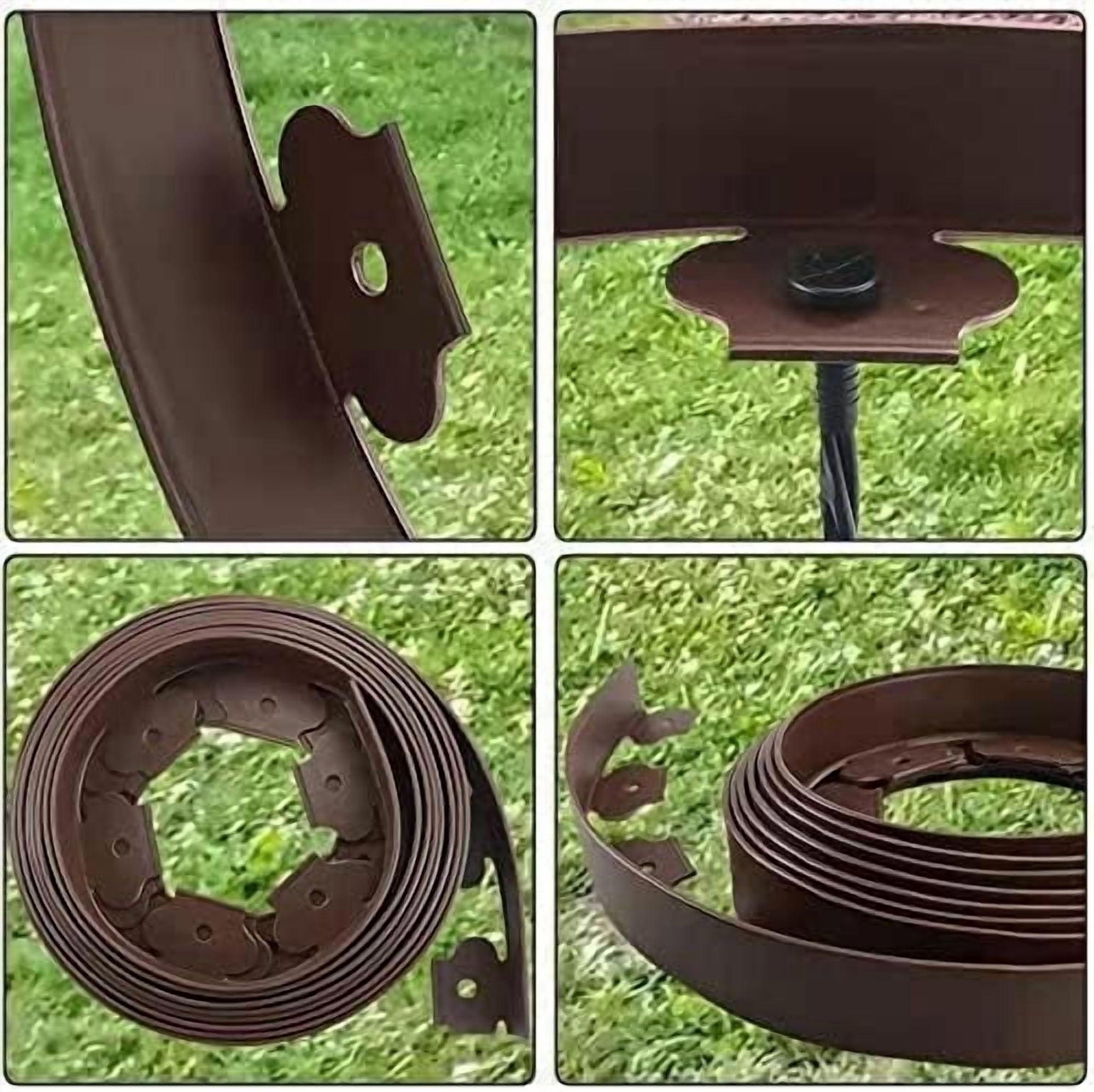 Garden Edging，80ft Landscape Edging with 100 Spikes for Lawn 2 Inch Tall (Brown, 80FT)