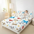 thumbnail image 4 of Homewish Colorful Airplane Twin Sheet Sets,Cartoon Aircraft Twin Fitted Sheet,Blue White Red Brown 03 For Kids,Microfiber Bedroom Decor,3pcs, 4 of 7