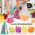 thumbnail image 4 of 3 in 1 Cheese Grater, Cheese Grater Rotary with Storage Bag, Cheese Shredder for Fresh Cheese, Vegetable, Nuts, Non-slip Suction Base, Hot Pink & Green, 4 of 9