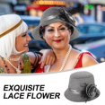 thumbnail image 4 of Wedding Guest Hat Beanie Hat Tea Party Women Linen Grey Fashion Accessory 1 Set, 4 of 4