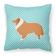 thumbnail image 2 of Carolines Treasures BB3716PW1818 Collie Checkerboard Blue Fabric Decorative Pillow, 2 of 5